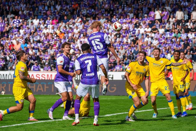 Tor zum 2:0 durch Bjarke Jacobsen (VfL Osnabrück, 15), Torjubel, Freude, Emotionen, Deutschland: Fussball, 2. Bundesliga, Saison 2026 27, 4. Spieltag, 06.09.2026, VfL Osnabrück vs Eintracht Braunschweig, Stadion Bremer Brücke (Osnabrück, Niedersachsen) *** Bjarke Jacobsen scores the 2-0 goal for VfL Osnabrück, 15, goal celebration, joy, emotions, German soccer, 2. Bundesliga, 2026-27 season, Matchday 4, September 6, 2026, VfL Osnabrück vs. Eintracht Braunschweig, Bremer Brücke Stadium, Osnabrück, Lower Saxony Copyright: xLeonxFrickx