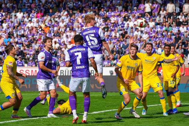 Tor zum 2:0 durch Bjarke Jacobsen (VfL Osnabrück, 15), Torjubel, Freude, Emotionen, Deutschland: Fussball, 2. Bundesliga, Saison 2026 27, 4. Spieltag, 06.09.2026, VfL Osnabrück vs Eintracht Braunschweig, Stadion Bremer Brücke (Osnabrück, Niedersachsen) *** Bjarke Jacobsen scores the 2-0 goal for VfL Osnabrück, 15, goal celebration, joy, emotions, German soccer, 2. Bundesliga, 2026-27 season, Matchday 4, September 6, 2026, VfL Osnabrück vs. Eintracht Braunschweig, Bremer Brücke Stadium, Osnabrück, Lower Saxony Copyright: xLeonxFrickx