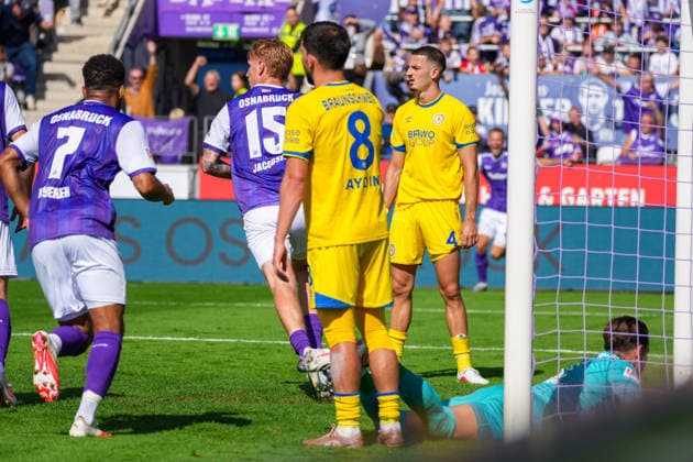 Tor zum 2:0 durch Bjarke Jacobsen (VfL Osnabrück, 15), Torjubel, Freude, Emotionen, Deutschland: Fussball, 2. Bundesliga, Saison 2026 27, 4. Spieltag, 06.09.2026, VfL Osnabrück vs Eintracht Braunschweig, Stadion Bremer Brücke (Osnabrück, Niedersachsen) *** Bjarke Jacobsen scores the 2-0 goal for VfL Osnabrück, 15, goal celebration, joy, emotions, German soccer, 2. Bundesliga, 2026-27 season, Matchday 4, September 6, 2026, VfL Osnabrück vs. Eintracht Braunschweig, Bremer Brücke Stadium, Osnabrück, Lower Saxony Copyright: xLeonxFrickx