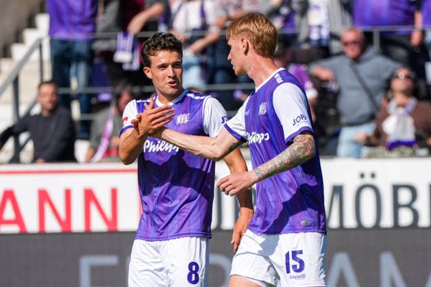Tor zum 2:0 durch Bjarke Jacobsen (VfL Osnabrück, 15), Leonhard Münst (VfL Osnabrück, 8), Torjubel, Freude, Emotionen, Deutschland: Fussball, 2. Bundesliga, Saison 2026 27, 4. Spieltag, 06.09.2026, VfL Osnabrück vs Eintracht Braunschweig, Stadion Bremer Brücke (Osnabrück, Niedersachsen) *** Goal to make it 2–0 by Bjarke Jacobsen (VfL Osnabrück, 15) and Leonhard Münst (VfL Osnabrück, 8); goal celebration, joy, emotions; German soccer, 2. Bundesliga, 2026–27 season, Matchday 4, September 6, 2026, VfL Osnabrück vs. Eintracht Braunschweig, Bremer Brücke Stadium, Osnabrück, Lower Saxony Copyright: xLeonxFrickx