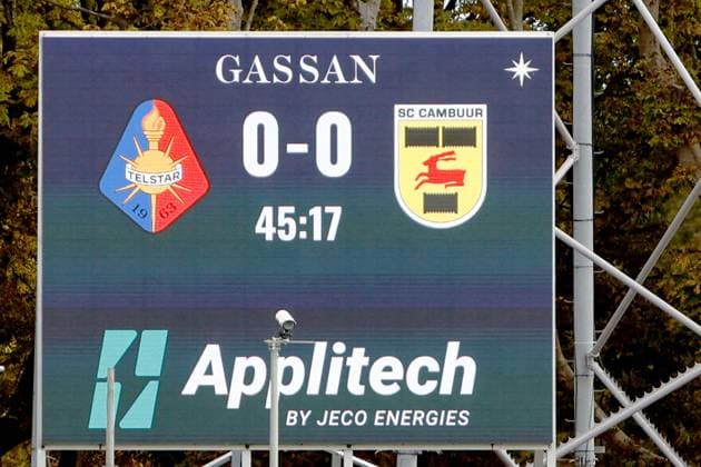 IJMUIDEN , 06-09-2026 , Buko Stadion , season 2026 2027 , Dutch , eredivisie , match between Telstar and Cambuur , picture shows, half time 0-0 Telstar - Cambuur  x206577724x Copyright: