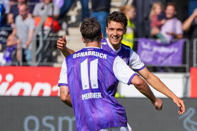 Tor zum 3:0 durch Robin Meißner (VfL Osnabrück, 11), Leonhard Münst (VfL Osnabrück, 8), Torjubel, Freude, Emotionen, Deutschland: Fussball, 2. Bundesliga, Saison 2026 27, 4. Spieltag, 06.09.2026, VfL Osnabrück vs Eintracht Braunschweig, Stadion Bremer Brücke (Osnabrück, Niedersachsen) *** Goal for the 3–0 lead by Robin Meißner (VfL Osnabrück, 11) and Leonhard Münst (VfL Osnabrück, 8); goal celebration, joy, emotions; German soccer, 2. Bundesliga, 2026–27 season, Matchday 4, September 6, 2026, VfL Osnabrück vs. Eintracht Braunschweig, Bremer Brücke Stadium, Osnabrück, Lower Saxony Copyright: xLeonxFrickx