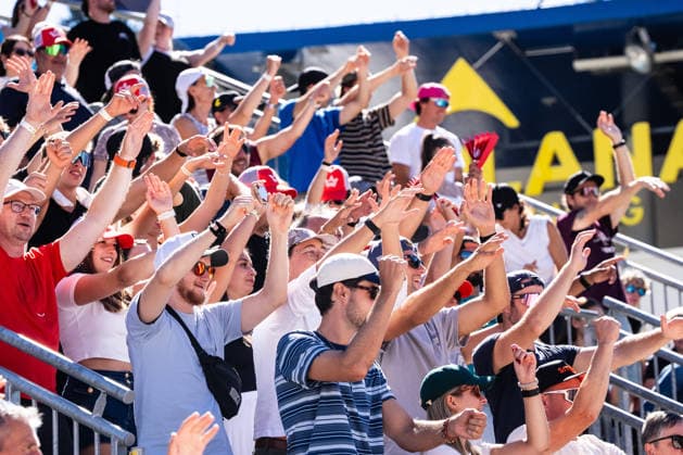 Beach volleyball, Beachvolleyball - MEVZA Schladming SCHLADMING,AUSTRIA,06.SEP.26 - BEACH VOLLEYBALL - win2day Tour PRO, MEVZA Schladming. Image shows fans.  GEPAxpictures xJulioxArellano