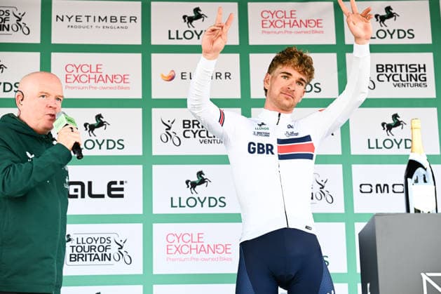 2026 Lloyds Tour of Britain Men Picture by Simon Wilkinson SWpix.com - 06 09 2026 - Cycling - UCI ProSeries - 2026 Lloyds Tour of Britain Men - Stage 5: Earlston to Earlston (156.1km) - Micheal Ben Wiggins (Great Britain national team, Nationalteam most combative Copyright: x xSWpix.comx(t axPhotographyxHubxLtd)xSimonxWilkinson SWpix.comx SWP-3030-22960