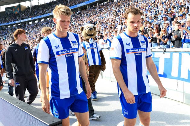 06.09.2026, DEU GER, Fussball , 2.Fussballbundesliga , Spieltag, Saison 2026 2027, Berliner Olympiastadion, Hertha BSC vs. 1.FC Magdeburger Jan-Luca Schuler ( Hertha BSC Berlin 18 ), Pascal Klemens ( Hertha BSC Berlin 41 ) 2. Liga: DFB DFL regulations prohibit any use of photographs as image sequences and or quasi-video) Berlin Berliner Olympiastadion Berlin Deutschland *** September 6, 2026, Germany, Soccer, 2. Bundesliga, Matchday, 2026–2027 Season, Berlin Olympic Stadium, Hertha BSC vs. 1. FC Magdeburg, Jan Luca Schuler (Hertha BSC Berlin 18), Pascal Klemens (Hertha BSC Berlin 41), 2. Bundesliga. DFB and DFL regulations prohibit any use of photographs as image sequences and or quasi-video. Berlin, Berlin Olympic Stadium, Berlin, Germany Copyright: xNordphotox xEnglerx