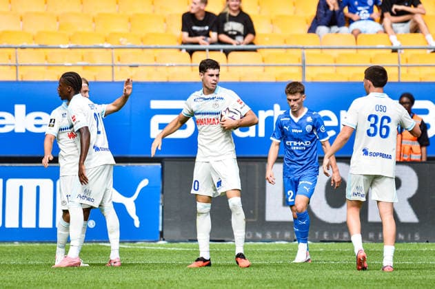 FOOTBALL : ESTAC Troyes x AS Monaco - Ligue 1 - JournÃ e 03 - 06 09 2026 Joie des joueurs du RC de Strasbourg aprÃ s le but de Jacobo Ortega (RC Strasbourg) TroyesFrance  Copyright: xBaptistexAutissierx