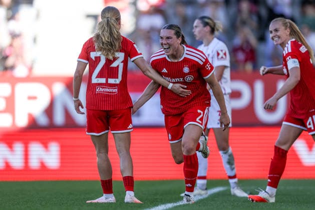 GER, München, FC Bayern München vs SC Freiburg, Google Pixel Frauen Bundesliga, Fussball, DFB, Spielzeit 2026 2027, FC Bayern Campus, 3. Spieltag im Bild v.l.: Vanessa Gilles (FC Bayern München Frauen 2) erzielt das 2:0, Tor, Jubel und Freude, Emotionen DFB DFL REGULATIONS PROHIBIT ANY USE OF PHOTOGRAPHS AS IMAGE SEQUENCES AND OR QUASI-VIDEO, 06.09.2026 *** GER, Munich, FC Bayern Munich vs. SC Freiburg, Google Pixel Women s Bundesliga, Soccer, DFB, 2026–2027 Season, FC Bayern Campus, Matchday 3 in pictures: from left, Vanessa Gilles of FC Bayern Munich Women’s 2 scores the 2–0 goal; celebration, joy, and emotion. DFB and DFL regulations prohibit any use of photographs as image sequences and or quasi-video, September 6, 2026 Copyright: HMBxMedia HendrikxHamelau