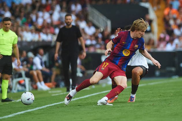 Anthony Gordon FC Barcelona, Barca during the LaLiga EA Sports match between Valencia CF and FC Barcelona at Mestalla on September 6, 2026 in Valencia, Spain. -