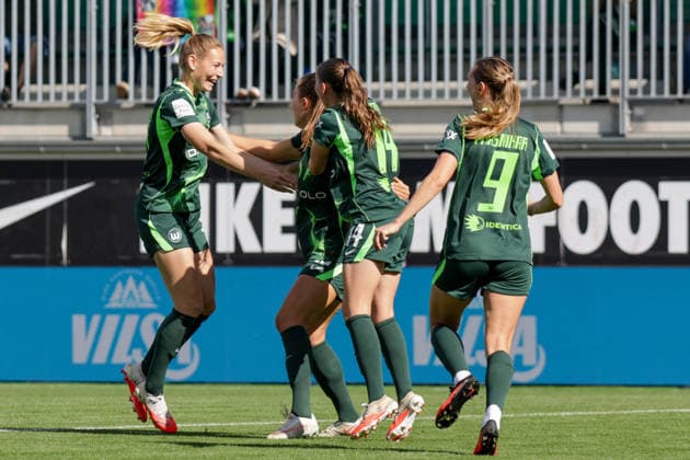 06.09.2026, xgrfx, Fussball Google Pixel Frauen-Bundesliga, VfL Wolfsburg - SV Werder Bremen v.l. Tor, Mara Alber zum 1:1 (VfL Wolfsburg) Wolfsburg *** September 6, 2026, xgrfx, Soccer Google Pixel Women s Bundesliga, VfL Wolfsburg vs. SV Werder Bremen, goal, Mara Alber scores the 1-1 equalizer for VfL Wolfsburg