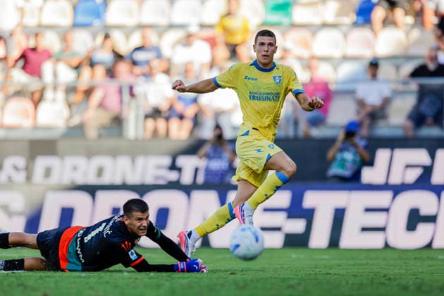 Serie a football match Frosinone Calcio vs Venezia Frosinone s Georgian forward Giorgi Kvernadze scores against Venezia goal of 3-2 during the Serie A football match between Frosinone Calcio vs Venezia at the Benito Stirpe stadium in Frosinone, Italy on September 06, 2026. _BPH5604 Copyright: xAntonioxBalascox