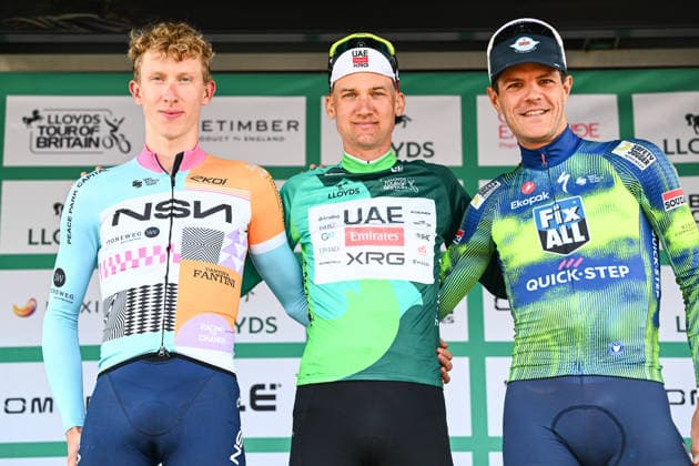 2026 Lloyds Tour of Britain Men Picture by Alex Whitehead SWpix.com - 06 09 2026 - Cycling - UCI ProSeries - 2026 Lloyds Tour of Britain Men - Stage 5 : Earlston to Earlston (156.1km) - Tim Wellens (UAE Team Emirates XRG) come 1st, Lewis Askey (NSN Cycling Team) come 2nd and Jasper Stuyven (Soudal Quick-Step) comes 3rd Huntsville Cummings Research Park United States of America Copyright: x xSWpix.comx(t axPhotographyxHubxLtd)xAlexxWhitehead SWpix.comx SWP-3030-23024