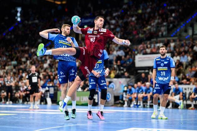 TVB Stuttgart - Füchse Berlin Handball: 1. Bundesliga, Herren, Saison 2026 2027, TVB Stuttgart - Füchse Berlin, Porsche Arena. Berlins Mijajlo MarseniÄ‡ in Aktion. Stuttgart Porsche Arena Baden-Württemberg Deutschland
