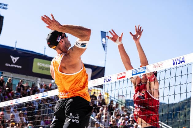 Beach volleyball, Beachvolleyball - MEVZA Schladming SCHLADMING,AUSTRIA,06.SEP.26 - BEACH VOLLEYBALL - win2day Tour PRO, MEVZA Schladming. Image shows Moritz Pristauz (AUT).  GEPAxpictures xJulioxArellano