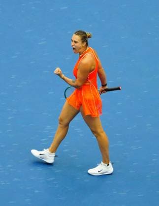 Aryna Sabalenka celebrates winning the first set 2026 US Open, Day Eight, USTA Billie Jean King National Tennis Center, New York, USA - 06 Sep 2026New York USTA Billie Jean King National T New York (NY) United States of America EDITORIAL USE ONLY No use with unauthorised audio, video, data, fixture lists, club league logos or live services. Online in-match use limited to 120 images, no video emulation. No use in betting, games or single club league player publications. Copyright: xJavierxGarcia Shutterstockx 17137666a
