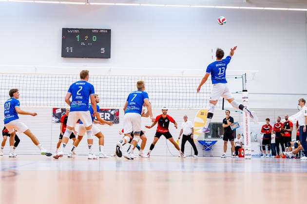 06.09.2026, GER, Volleyball, Maenner, Saison 26, Pokalfinale Thüringen, Tag des Volleyballs, Blue Volleys Gotha - VSV Jena 90 Ben Bierwisch (Blue Volleys Gotha,13) 99089 Erfurt Sporthalle Sportanlage Rieths Thüringen Deutschland