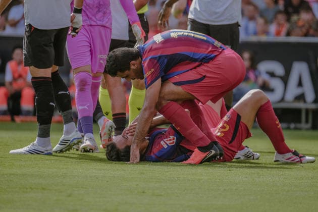ESP: LaLiga EA Sports Valencia CF v FC Barcelona, Barca Eric Garcia of Barcelona and Fermin Lopez of Barcelona during LaLiga EA Sports match between Valencia CF v FC Barcelona played at Mestalla Stadium, Valencia on September 6 2026 in Spain Spain Soccer Copyright: xAgenciaxLOFx