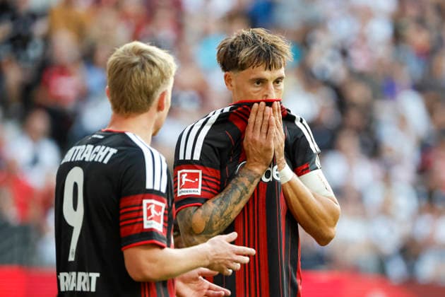 Jonathan Burkardt (Eintracht Frankfurt, 09) und Robin Koch (Eintracht Frankfurt, 04) , Deutschland, Fussball, 1. Bundesliga, 2.Spieltag, 2026 2027, Eintracht Frankfurt vs. FC Augsburg, 06.09.2026, Frankfurt am Main Deutsche-Bank-Park Deutschland *** Jonathan Burkardt, Eintracht Frankfurt, 09, and Robin Koch, Eintracht Frankfurt, 04, Germany, soccer, Bundesliga 1, Matchday 2, 2026–2027, Eintracht Frankfurt vs. FC Augsburg, September 6, 2026, Frankfurt am Main, Deutsche Bank Park, Germany Copyright: xGrantxHubbsx