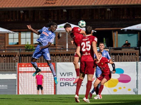 Blessing Makanda (TSG Hoffenheim II, 17) Kopfball nach Ecke GER, Fussball, SG Sonnenhof Grossaspach vs. TSG Hoffenheim II, 3. Liga, 4. Spieltag, Saison 2026 2027, 06.09.2026 GER, Fussball, SG Sonnenhof Grossaspach vs. TSG Hoffenheim II, 3. Liga, 4. Spieltag, Saison 2026 2027, 06.09.2026 Aspach Copyright: xCarstenxSchweringx EP_CSG