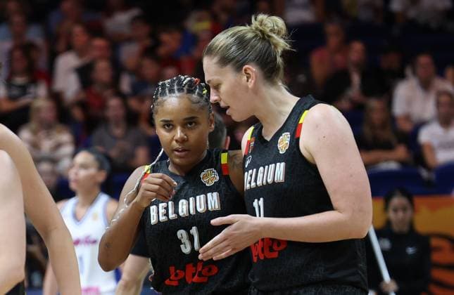 Belgium s Maxuella Lisowa Mbaka and Belgium s Emma Meesseman pictured during a game between Belgian national basketball team Belgian Cats and Puerto Rico, game 2 of the group phase at the FIBA Women s Basketball World Cup, on Sunday 6 September 2026, in Berlin, Germany. The FIBA Women s Basketball World Cup takes place in Berlin from 4 to 23 September 2026. VIRGINIExLEFOUR  x185467133x