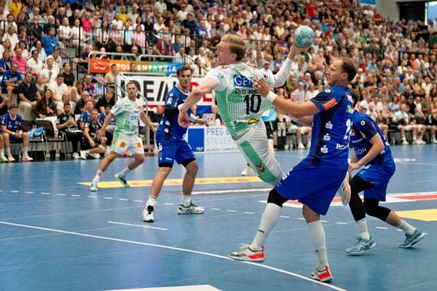 Gisli Thorgeir Kristjansson, (SC Magdeburg, 10), am Kreis erfolgreich, HBW Balingen Weilstetten vs. SC Magdeburg, GER, Opel 1. Handball Bundesliga, Meisterschaft, Spieltag 3, Saison 2026 2027, 06.09.2026, Eibner-Pressefoto Andreas Ulmer HBW Balingen Weilstetten vs. SC Magdeburg, GER, Opel 1. Handball Bundesliga, Meisterschaft, Spieltag 3, Saison 2026 2027, 06.09.2026, Balingen Copyright: xEibner-Pressefoto AndreasxUlmerx EP_AUR
