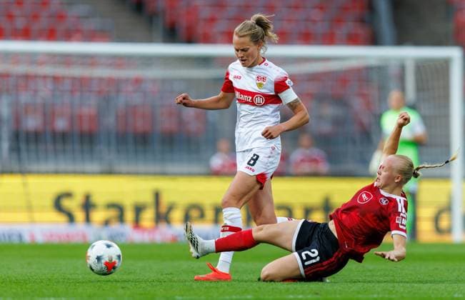 06.09.2026 - Fussball - Saison 2026 2027 - 1. Frauen - Fussball - Bundesliga - 03. Spieltag: 1. FC Nürnberg FCN ( Club ) - VfB Stuttgart - Sportfoto Zink DaMa - xdaxmax - Maxi Maximiliane Rall (8, VfB Stuttgart ) Keira Bednorz (21, 1. FC Nürnberg FCN ) *** September 6, 2026 Soccer Season 2026–2027 Women s Bundesliga Matchday 3 1 FC Nürnberg (FCN) vs. VfB Stuttgart Sports photo by Zink DaMa xdaxmax Maxi Maximiliane Rall 8, VfB Stuttgart Keira Bednorz 21, 1 FC Nuremberg FCN