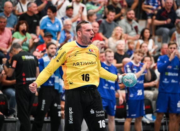 Handball 1. Bundesliga 2025 2026 06.09.2026 HBW Balingen - Weilstetten - SC Magdeburg Torwart Vladimir Cupara (HBW Balingen-Weilstetten)