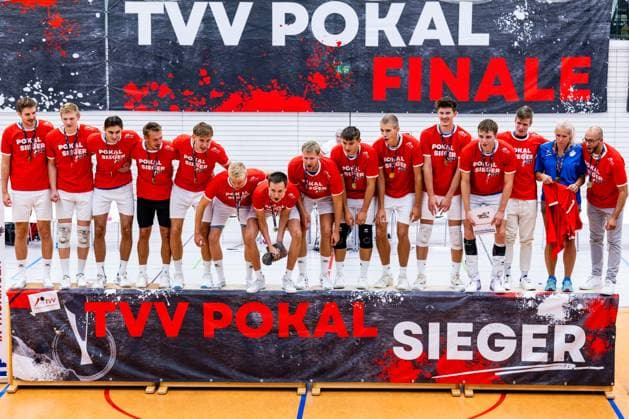 06.09.2026, GER, Volleyball, Maenner, Saison 26, Pokalfinale Thüringen, Tag des Volleyballs, Blue Volleys Gotha - VSV Jena 90 die Blue Volleys Gotha gewinnen das Pokalspiel gegen den VSV Jena 90 und sind Pokalsieger 2026 99089 Erfurt Sporthalle Sportanlage Rieths Thüringen Deutschland