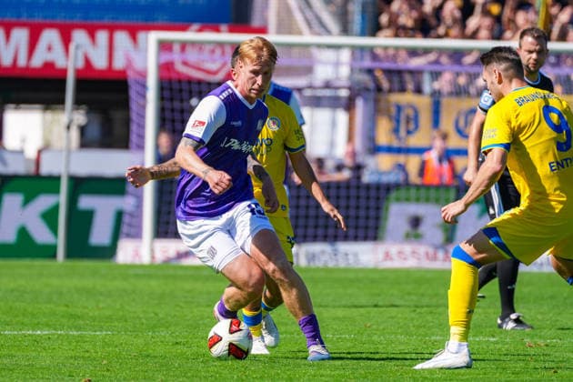 Bjarke Jacobsen (VfL Osnabrück, 15), Deutschland: Fussball, 2. Bundesliga, Saison 2026 27, 4. Spieltag, 06.09.2026, VfL Osnabrück vs Eintracht Braunschweig, Stadion Bremer Brücke (Osnabrück, Niedersachsen) *** Bjarke Jacobsen, VfL Osnabrück, 15, German soccer, 2. Bundesliga, 2026–27 season, Matchday 4, September 6, 2026, VfL Osnabrück vs. Eintracht Braunschweig, Bremer Brücke Stadium, Osnabrück, Lower Saxony Copyright: xLeonxFrickx