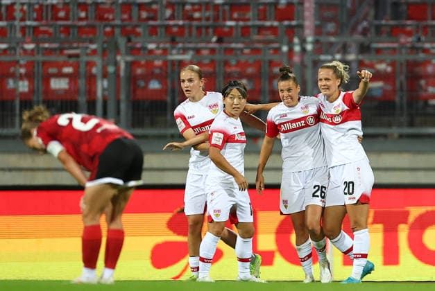 Billa Nicole Torjubel 3-3 , 1.FC Nürnberg-VfB Stuttgart , Frauen Bundesliga , , Fußball , in dem Max Morlock Stadion in Nürnberg , Bayern , Deutschland . September 06 , 2026 . Photo by: Davide Elias IPA Photo Pressefoto DENL Copyright: xDavidexEliasx