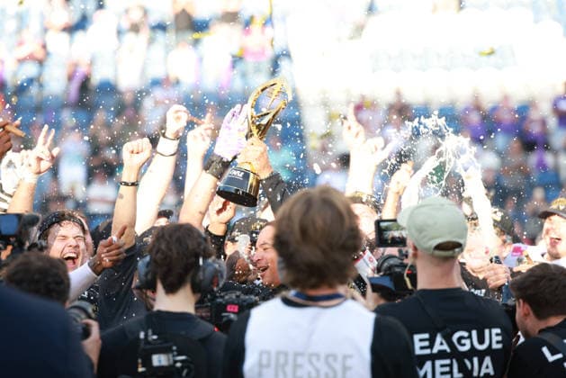 Celebration with the Golden Bowl trophy Vienna Vikings vs Panthers Wroclaw, American Football League Europe, Golden Bowl Final, 2026, 06.09.2026, Duisburg Schauinsland-Reisen-Arena Germany Copyright: xPFA ChristopherxMettkenx