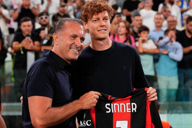Sport Bilder des Tages Jerry Cardinale and Jannik Sinner before the Serie A soccer match between Juventus Fc and Milan the Juventus Stadium in Turin, north west Italy - September 6, 2026. - Soccer  Copyright: xFabioxFerrari LaPressex