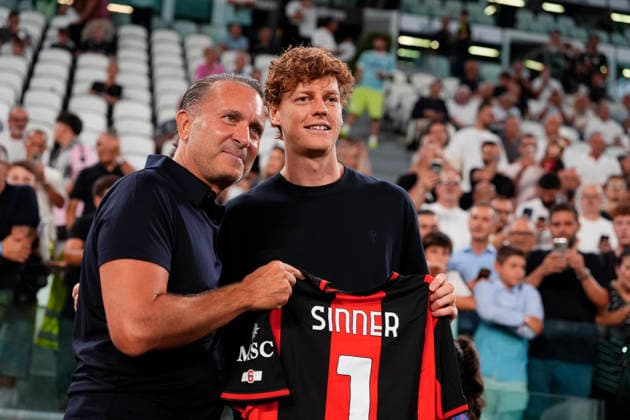 Jerry Cardinale and Jannik Sinner before the Serie A soccer match between Juventus Fc and Milan the Juventus Stadium in Turin, north west Italy - September 6, 2026. - Soccer  Copyright: xFabioxFerrari LaPressex