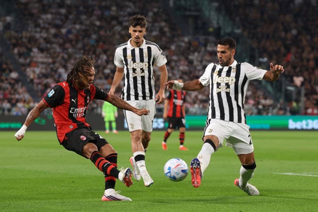 Juventus v AC Milan - Serie A - Season 2026-2027 Turin, Italy, 6th September 2026. Kerim Alajbegovic of Juventus looks on as team mate Mehmet Celik of Juventus attempts to block a cross frm Diego Moreira of AC Milan during the Juventus vs AC Milan Serie A match at Allianz Stadium, Turin. Picture credit should read: Jonathan Moscrop Turin Allianz Stadium Italy