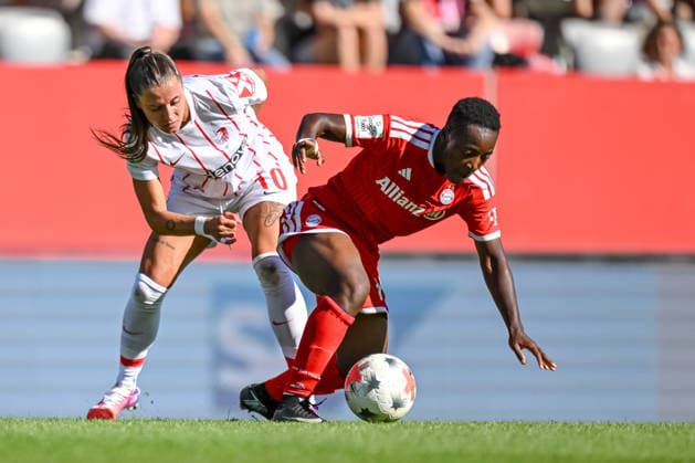 Muenchen, Deutschland, 06.09.26: Selina Vobian (SC Freiburg Frauen) und Bernadette Amani (FC Bayern Muenchen Frauen) im Zweikampf waehrend des Google Pixel Frauen-Bundesliga - Spiels zwischen dem FC Bayern Muenchen vs SC Freiburg in der FC Bayern Campus am 06. September 2026 in Muenchen, Deutschland. (Foto von Harry Langer DeFodi Images) Muenchen, Germany, 06.09.26: Selina Vobian (SC Freiburg Frauen) und Bernadette Amani (FC Bayern Muenchen Frauen) battle for the ball during the Google Pixel Frauen-Bundesliga - match between FC Bayern Muenchen vs SC Freiburg at FC Bayern Campus on September 6, 2026 in Muenchen, Germany. (Photo by Harry Langer DeFodi Images) DFB DFL REGULATIONS PROHIBIT ANY USE OF PHOTOGRAPHS AS IMAGE SEQUENCES AND OR QUASI-VIDEO. (Photo by Harry Langer DeFodi Images) - *** Munich, Germany, September 6, 2026: Selina Vobian of SC Freiburg Women and Bernadette Amani of FC Bayern Munich Women battle for the ball during the Google Pixel Women s Bundesliga match between FC Bayern Munich and SC Freiburg at the FC Bayern Campus on September 6, 2026, in Munich, Germany. Photo by Harry Langer, DeFodi Images. Munich, Germany, September 6, 2026 Selina Vobian of SC Freiburg Women and Bernadette Amani of FC Bayern Munich Women battle for the ball during the Google Pixel Women’s Bundesliga match between FC Bayern Munich and SC Freiburg at the FC Bayern Campus on September 6, 2026 in Munich, Germany. Photo by Harry Langer, DeFodi Images. DFB and DFL regulations prohibit any use of photographs as image sequences and or quasi-video. Photo by Harry Langer, DeFodi Images