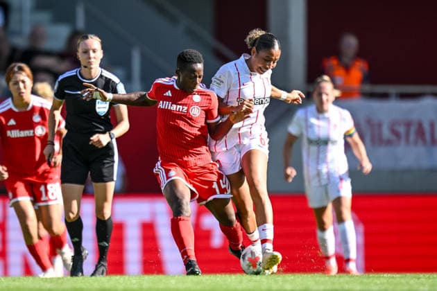 Muenchen, Deutschland, 06.09.26: Bernadette Amani (FC Bayern Muenchen Frauen) und Nicole Ojukwu (SC Freiburg Frauen) im Zweikampf waehrend des Google Pixel Frauen-Bundesliga - Spiels zwischen dem FC Bayern Muenchen vs SC Freiburg in der FC Bayern Campus am 06. September 2026 in Muenchen, Deutschland. (Foto von Harry Langer DeFodi Images) Muenchen, Germany, 06.09.26: Bernadette Amani (FC Bayern Muenchen Frauen) und Nicole Ojukwu (SC Freiburg Frauen) battle for the ball during the Google Pixel Frauen-Bundesliga - match between FC Bayern Muenchen vs SC Freiburg at FC Bayern Campus on September 6, 2026 in Muenchen, Germany. (Photo by Harry Langer DeFodi Images) DFB DFL REGULATIONS PROHIBIT ANY USE OF PHOTOGRAPHS AS IMAGE SEQUENCES AND OR QUASI-VIDEO. (Photo by Harry Langer DeFodi Images) - *** Munich, Germany, September 6, 2026 Bernadette Amani of FC Bayern Munich Women and Nicole Ojukwu of SC Freiburg Women battle for the ball during the Google Pixel Women s Bundesliga match between FC Bayern Munich and SC Freiburg at the FC Bayern Campus on September 6, 2026, in Munich, Germany. Photo by Harry Langer, DeFodi Images. Munich, Germany, September 6, 2026: Bernadette Amani of FC Bayern Munich Women and Nicole Ojukwu of SC Freiburg Women battle for the ball during the Google Pixel Women’s Bundesliga match between FC Bayern Munich and SC Freiburg at the FC Bayern Campus on September 6, 2026 in Munich, Germany. Photo by Harry Langer, DeFodi Images. DFB and DFL regulations prohibit any use of photographs as image sequences and or quasi-video. Photo by Harry Langer, DeFodi Images