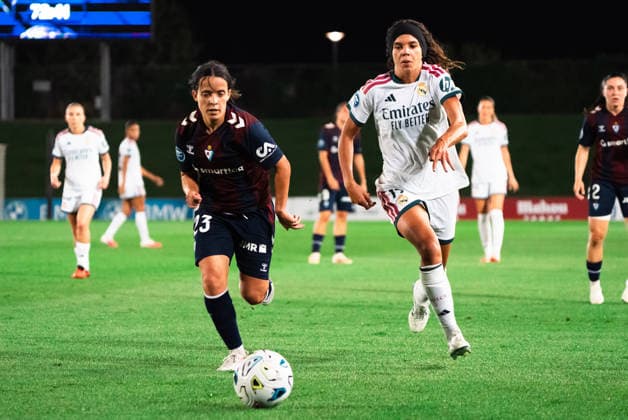 ESP: LigaF Real Madrid v Eibar Samara Ortiz of Eibar and Andreia Jacinto of Real Madrid during the Spanish Women League, Liga F, match between Real Madrid and SD Eibar at Alfredo Di Stefano stadium on September 06, 2026, in Valdebebas, Madrid, Spain Madrid Spain Soccer Copyright: xAgenciaxLOFx