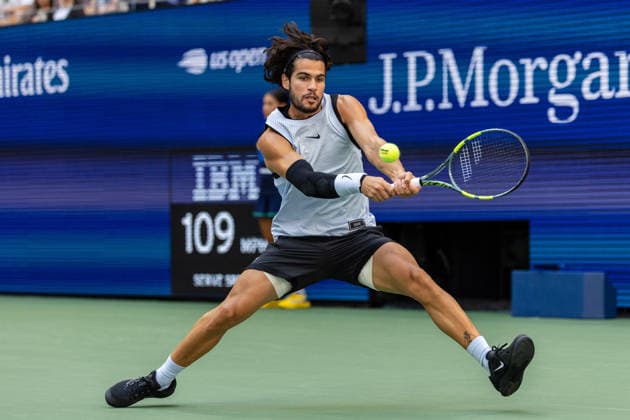 September 6, 2026: Carlos Alcaraz (ESP) in action against Tommy Paul (USA) during their Round 4 match at the US Open on September 6, 2026, held at the USTA Billie Jean King National Tennis Center in New York City. Tennis 2026: US Open, September 6, 2026  - ZUMAc04_ 20260906_zma_c04_110 Copyright: xBerniexHaleyx