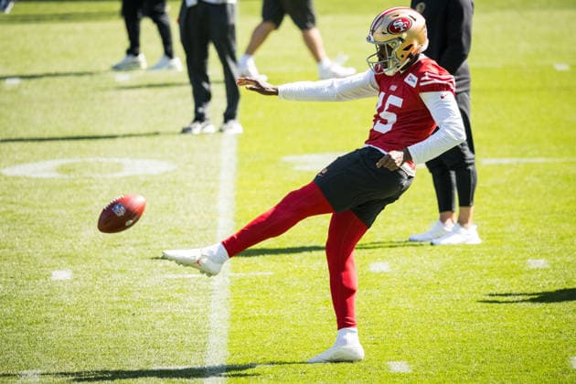 NFL, American Football Herren, USA 49ERS TRAINING, Corliss Waitman during a San Francisco 49ers NFL training session at AAMI Park in Melbourne, Monday, September 7, 2026. ( NO ARCHIVING MELBOURNE VICTORIA AUSTRALIA  Copyright: xCHRISTOPHERxHOPKINSx 20260907137274456632