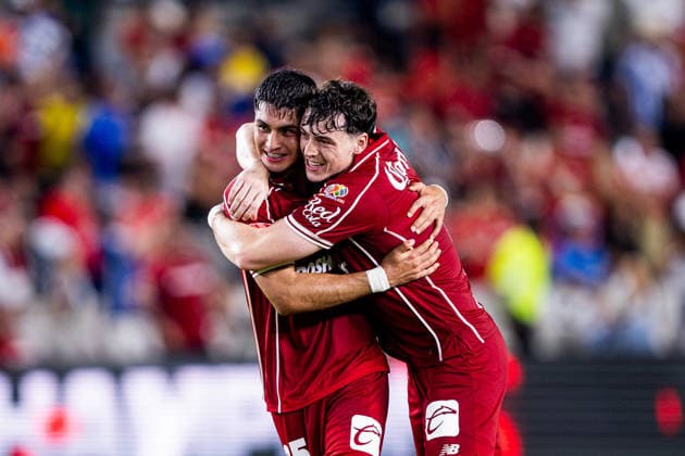 September 6, 2026, Houston, Texas, USA: Toluca FC defender EVERARDO LOPEZ (25) and forward FEDERICO VINAS (16) celebrate following their win of the Leagues Cup Final match against Monterrey at Shell Energy Stadium. Soccer 2026: Leagues Cup Final: Toluca FC Vs. Monterrey  - ZUMAh306 20260906_zsp_h306_020 Copyright: xOscarxHerrerax