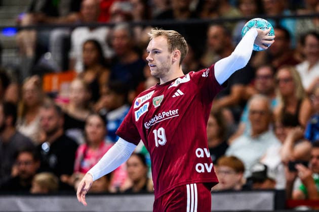 TVB Stuttgart - Füchse Berlin Handball: 1. Bundesliga, Herren, Saison 2026 2027, TVB Stuttgart - Füchse Berlin, Porsche Arena. Berlins Mathias Gidsel in Aktion. Stuttgart Porsche Arena Baden-Württemberg Deutschland