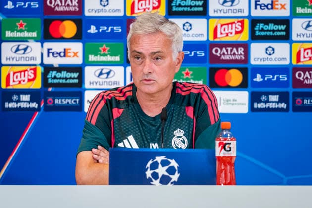 Real Madrid CF Training Session and press conference, PK, Pressekonferenz - UEFA Champions League 2026 27 MADRID, SPAIN - SEPTEMBER 7: Jose Mourinho, head coach of Real Madrid CF, speaks during the press conference on day ahead of the UEFA Champions League 2026 27 League Phase MD1 at Ciudad Real Madrid on September 7, 2026 in Madrid, Spain. Madrid Ciudad Real Madrid Madrid Spain Copyright: xAlbertoxGardinx AGardin_20260907_Foot_Cha_Rea_Mad_PC_0359