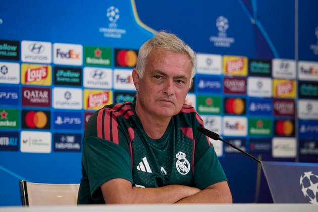 September 7, 2026, Madrid, Spain: Coach Jose Mourinho (Real Madrid CF) attends a press conference, PK, Pressekonferenz on the eve of the UEFA Champions League 2026 2027 match between Real Madrid CF and FC Internazionale Milano.Real Madrid CF is holding its final training session and pre-match press conference ahead of its first UEFA Champions League game, which it will play against FC Internazionale Milano. Madrid Spain - ZUMAs197 20260907_aaa_s197_054 Copyright: xFedericoxTitonex