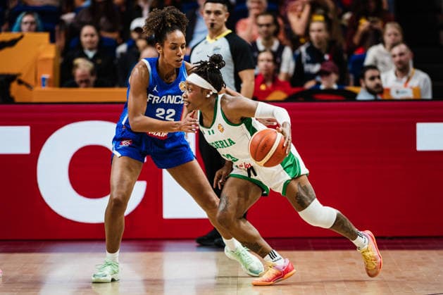 FIBA Women™s Basketball World Cup 2026: Nigeria vs. Frankreich, 07.09.2026 Marieme Badiane (Frankreich, 22) gegen Ezinne Kalu (Nigeria, 23); Basketball, FIBA Women™s Basketball World Cup 2026, Gruppenphase, Gruppe B, 3. Spieltag: Nigeria vs. Frankreich am 07.09.2026 in der Uber Arena, Berlin Copyright: xBEAUTIFULxSPORTS Tonhäuserx