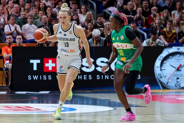 Leonie Fiebich (Germany) und Maimouna Haidara (Mali) battle for the ball during the FIBA Women s Basketball World Cup Germany 2026 group match between Germany and Mali at Berlin Arena on September 7, 2026 in Berlin, Germany. (Photo by Marco Steinbrenner DeFodi Images) -