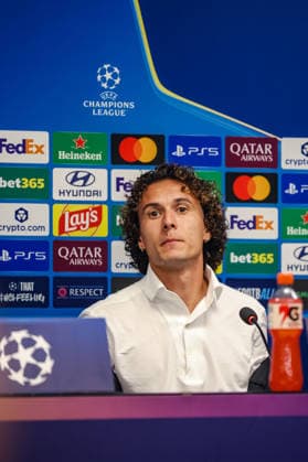 SOCCER - UEFA CL, AEK vs LASK ATHENS,GREECE,07.SEP.26 - SOCCER - UEFA Champions League, AEK Athens vs Linzer ASK, preview, press conference, PK, Pressekonferenz LASK. Image shows Robert Ljubicic (LASK).  GEPAxpictures xManuelxBinder