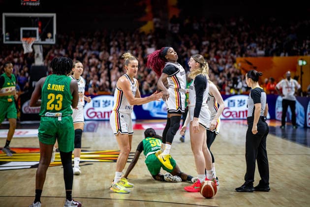 Basketball Berlin 07.09.2026 FIBA Women™s Basketball World Cup Germany 2026 Vorrunde Gruppe Deutschland (GER) - Mali (MLI) Alexis Peterson-Smalls (Deutschland, No.01) Peterson Luisa Geiselsöder (Deutschland, No.15) Geiselsoder Leonie Fiebich (Deutschland, No.13)