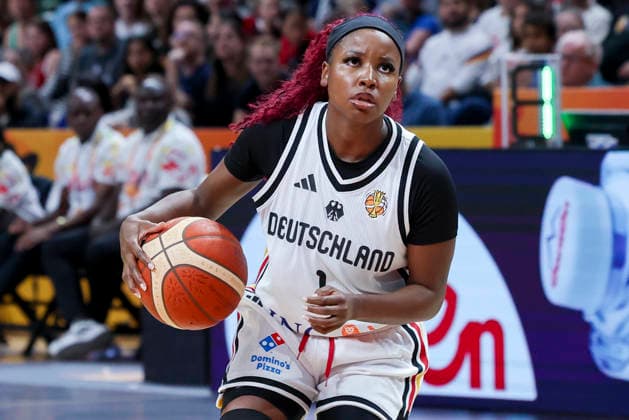 Alexis Peterson (Germany) controls the ball during the FIBA Women s Basketball World Cup Germany 2026 group match between Germany and Mali at Berlin Arena on September 7, 2026 in Berlin, Germany. (Photo by Marco Steinbrenner DeFodi Images) -