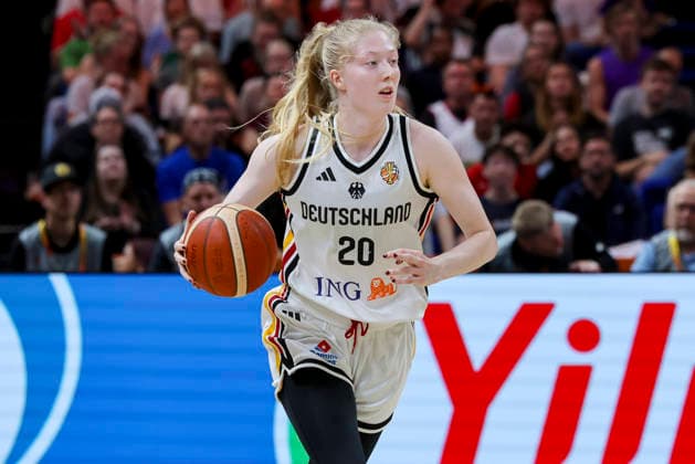 Frieda Buhner (Germany) controls the ball during the FIBA Women s Basketball World Cup Germany 2026 group match between Germany and Mali at Berlin Arena on September 7, 2026 in Berlin, Germany. (Photo by Marco Steinbrenner DeFodi Images) -