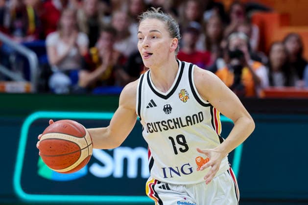 Britta Daub (Germany) controls the ball during the FIBA Women s Basketball World Cup Germany 2026 group match between Germany and Mali at Berlin Arena on September 7, 2026 in Berlin, Germany. (Photo by Marco Steinbrenner DeFodi Images) -