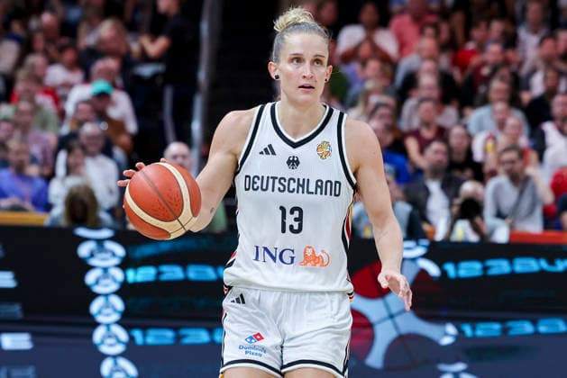Leonie Fiebich (Germany) controls the ball during the FIBA Women s Basketball World Cup Germany 2026 group match between Germany and Mali at Berlin Arena on September 7, 2026 in Berlin, Germany. (Photo by Marco Steinbrenner DeFodi Images) -